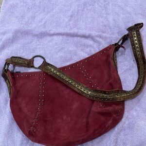 Studded Burgundy Shoulder Bag
